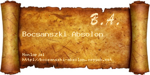 Bocsanszki Absolon névjegykártya